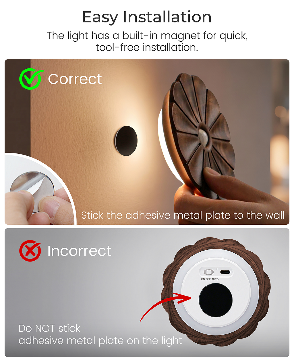 Flower Motion Sensor Night Light｜Black Walnut