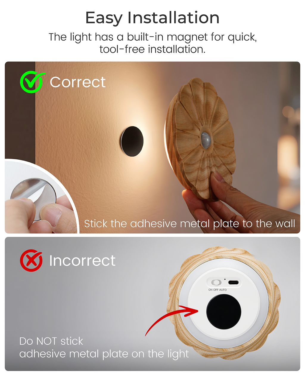 Flower Motion Sensor Night Light｜Ash Wood