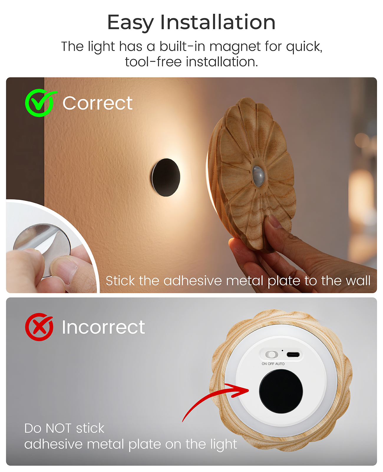 Flower Motion Sensor Night Light｜Ash Wood