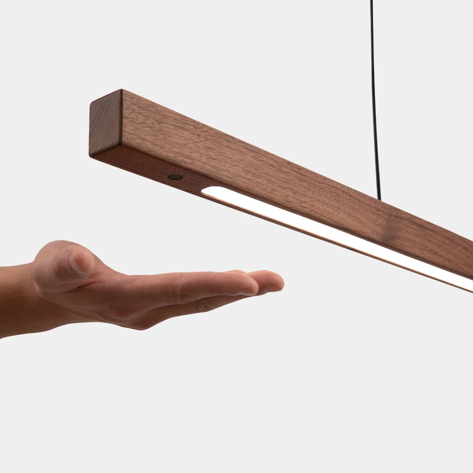 Hand-Sweep Linear Pendant — Walnut