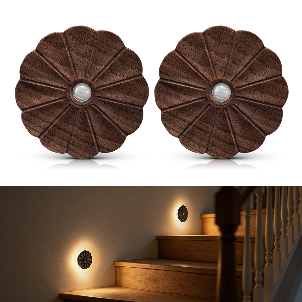 Flower Motion Sensor Night Light｜Black Walnut