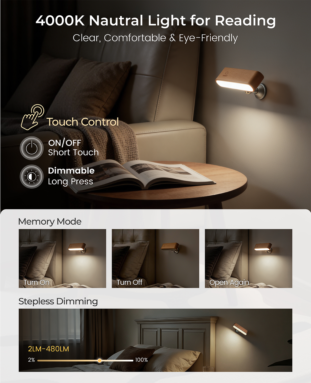 Magnetic Wall Sconce｜Beech Wood