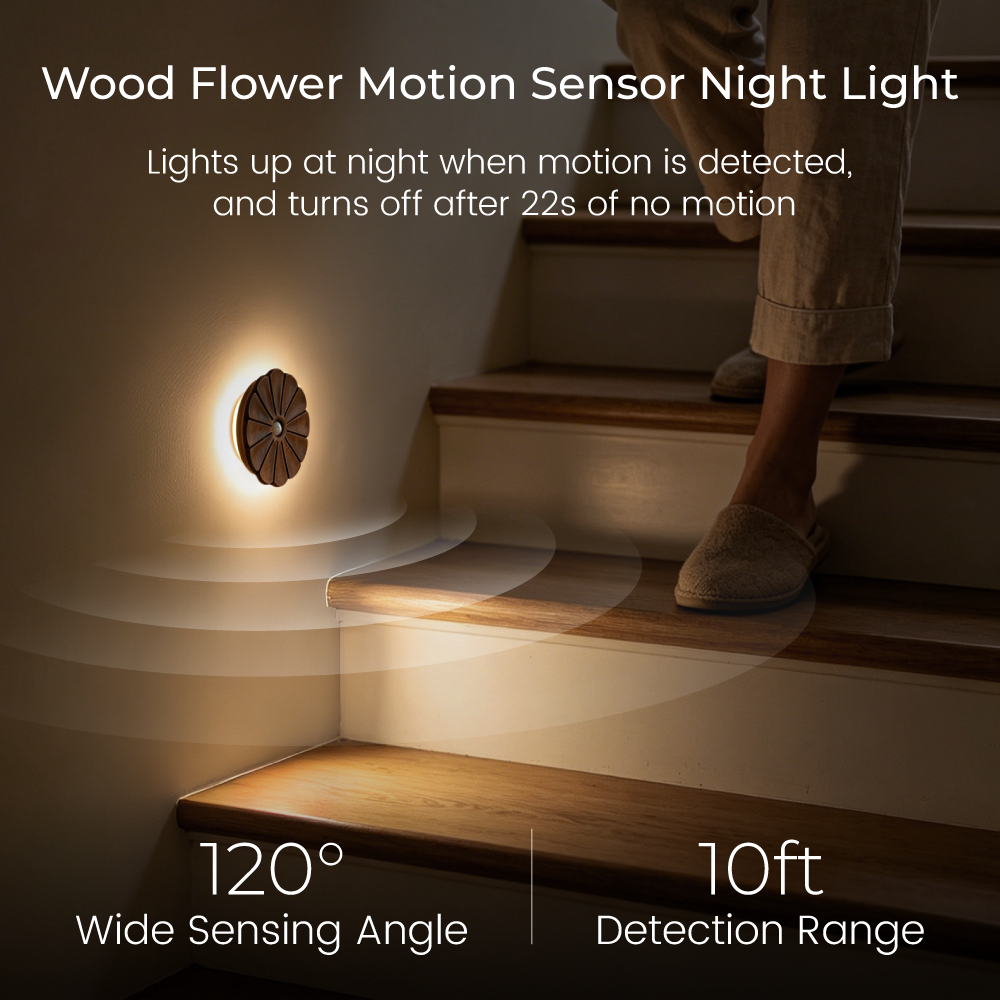 Flower Motion Sensor Night Light｜Black Walnut