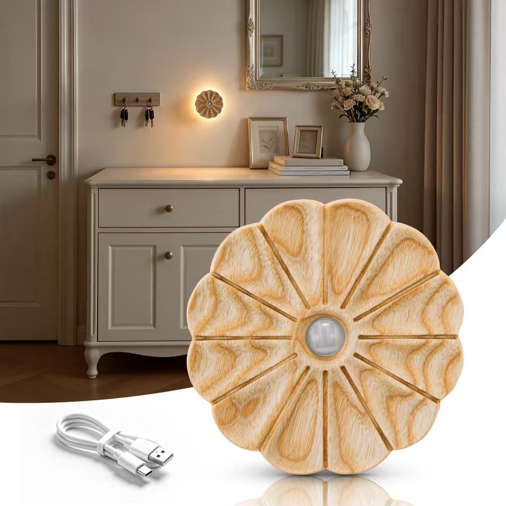 Flower Motion Sensor Night Light｜Ash Wood