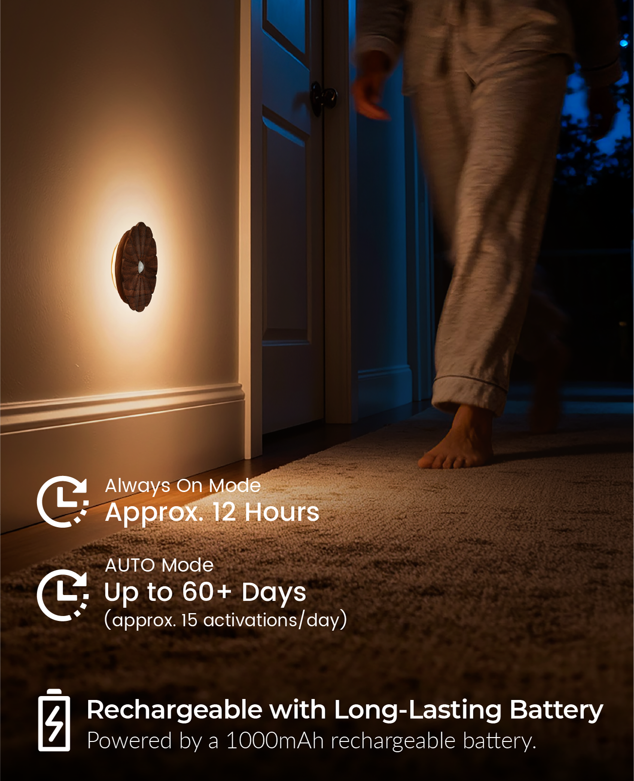 Flower Motion Sensor Night Light｜Black Walnut