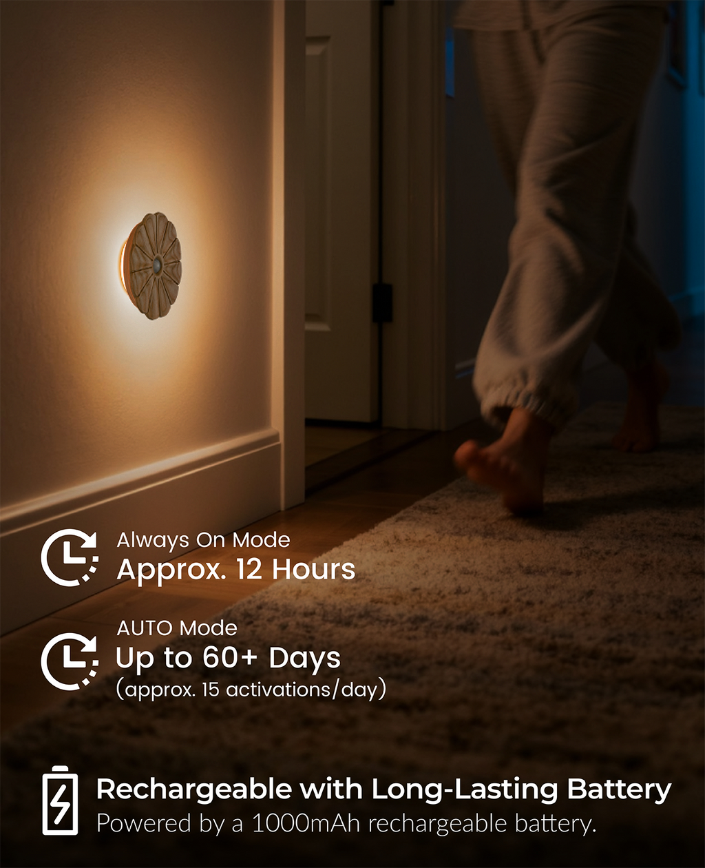 Flower Motion Sensor Night Light｜Ash Wood