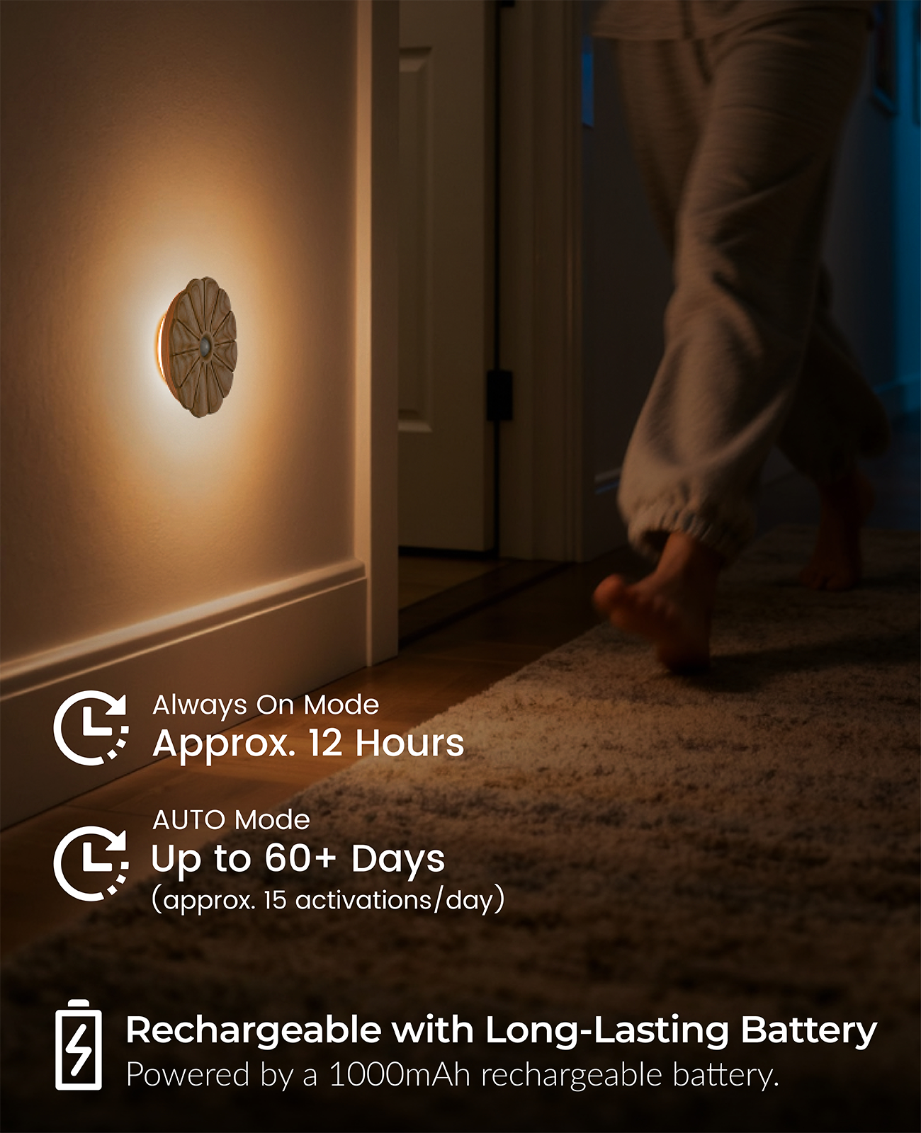 Flower Motion Sensor Night Light｜Ash Wood