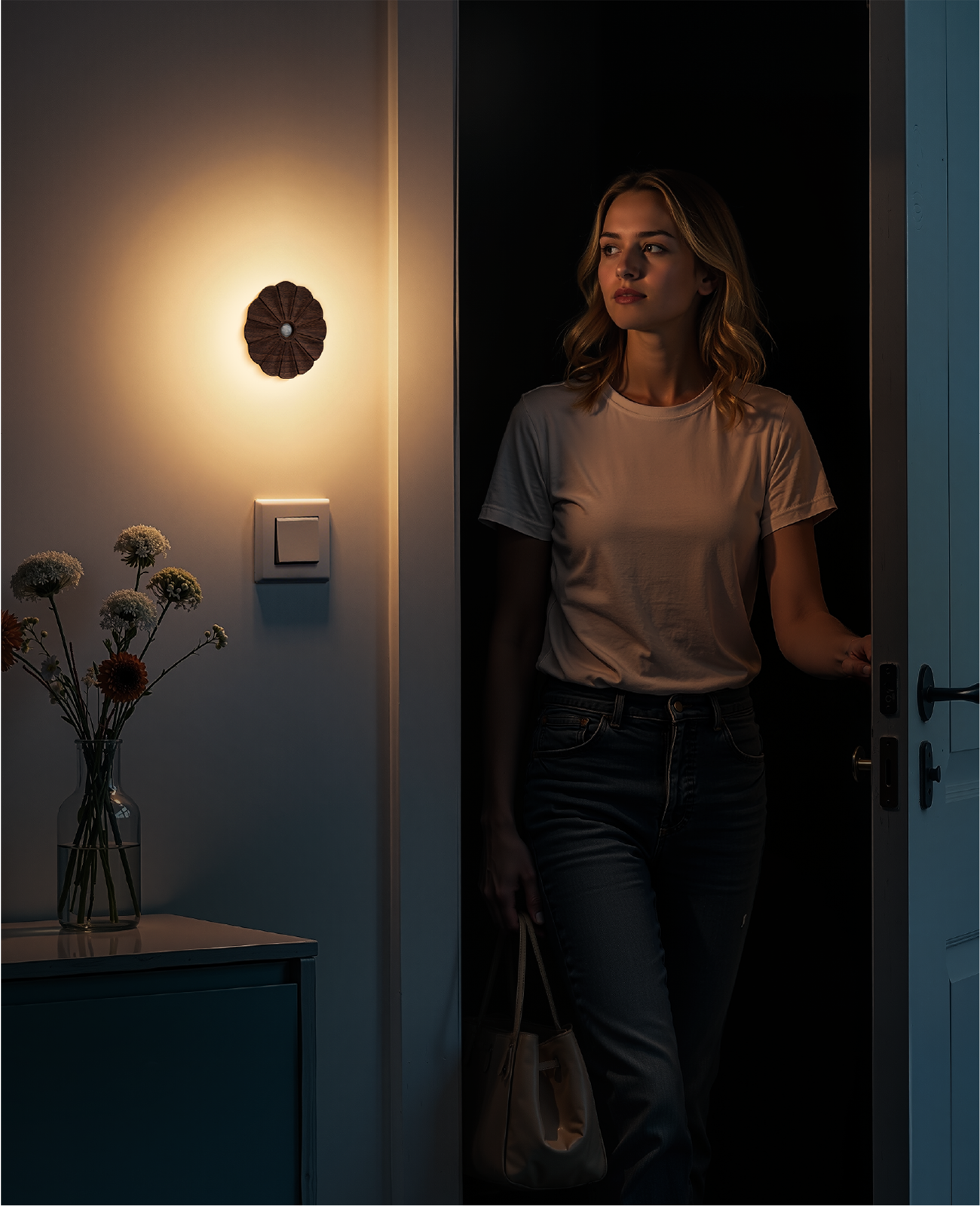 Flower Motion Sensor Night Light｜Black Walnut