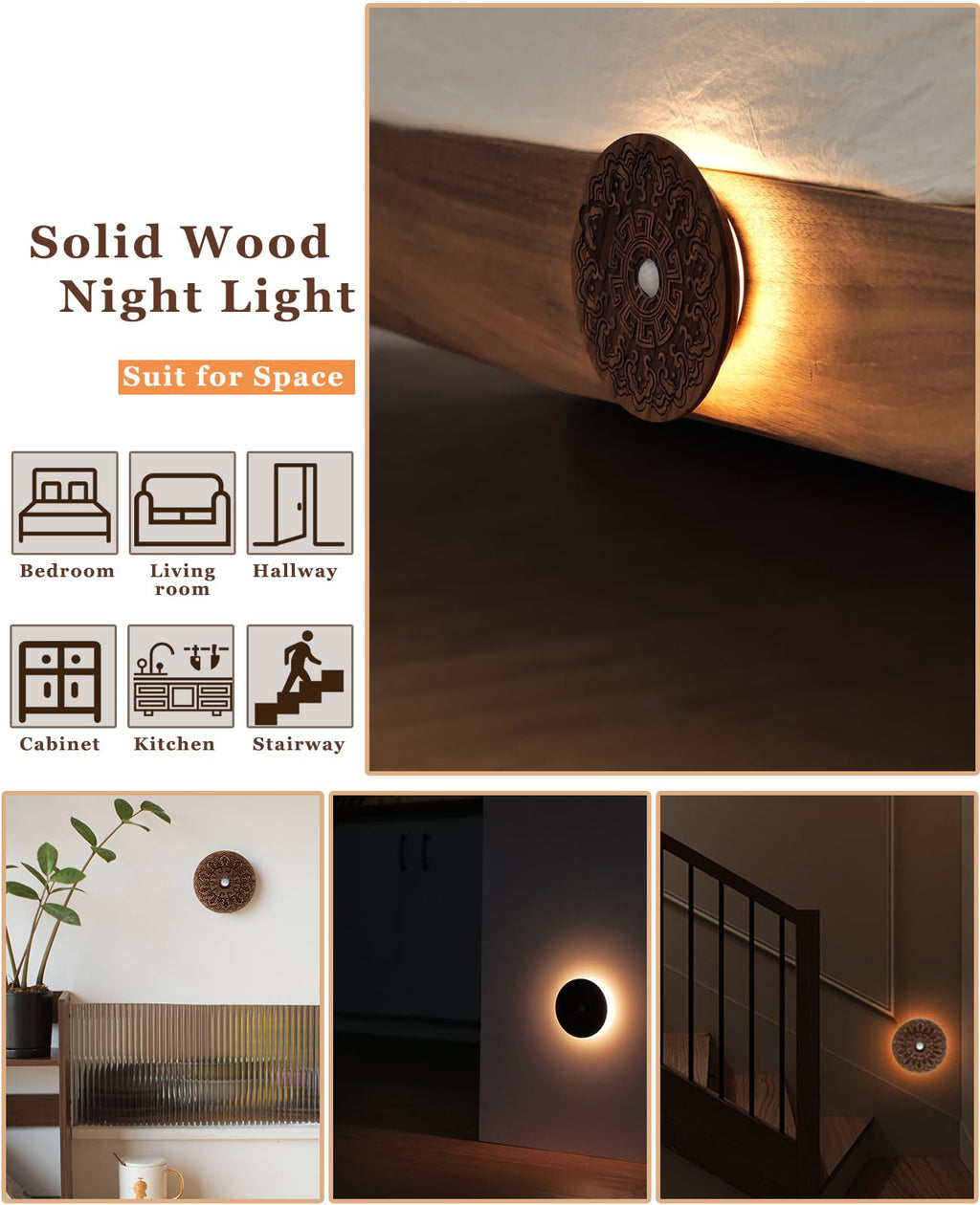 Carved Flower Motion Sensor Night Light