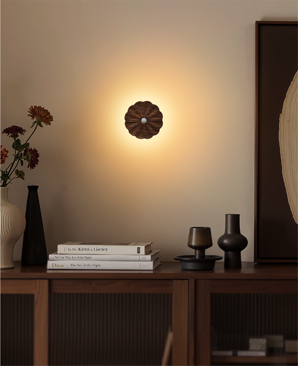 Flower Motion Sensor Night Light｜Black Walnut