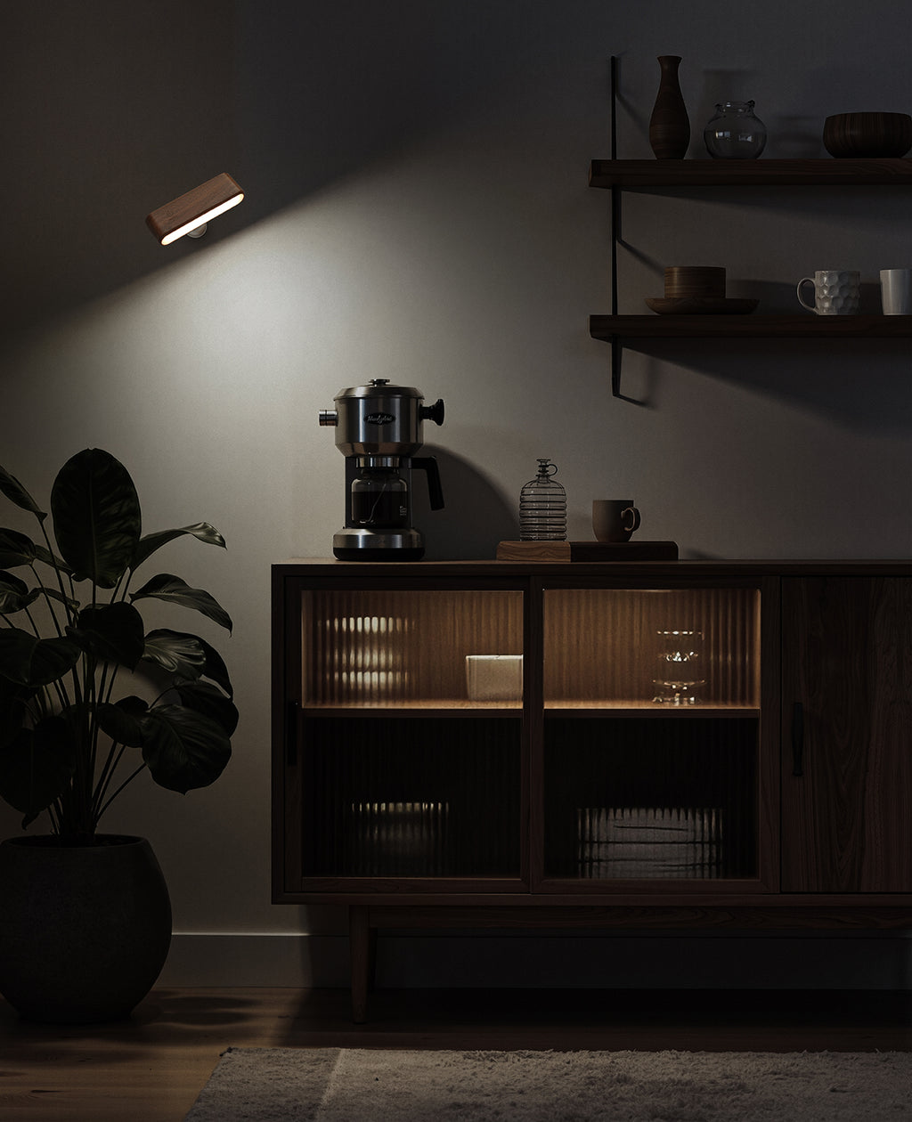 Magnetic Wall Sconce — Walnut