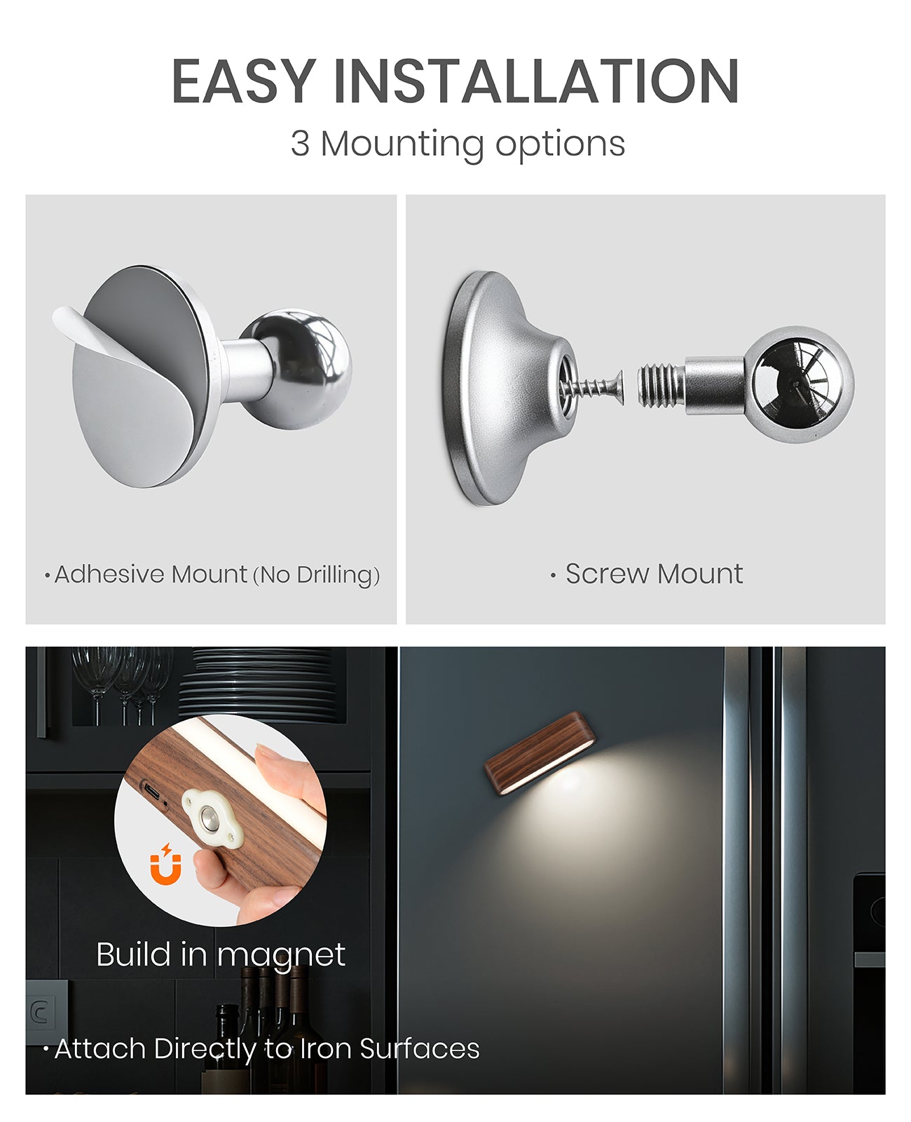 Magnetic Wall Sconce — Walnut