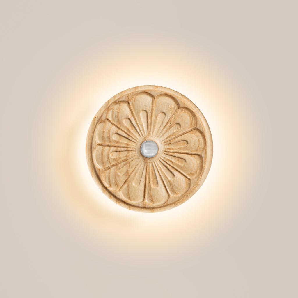 Rounded Flower Motion Sensor Light｜Ash Wood