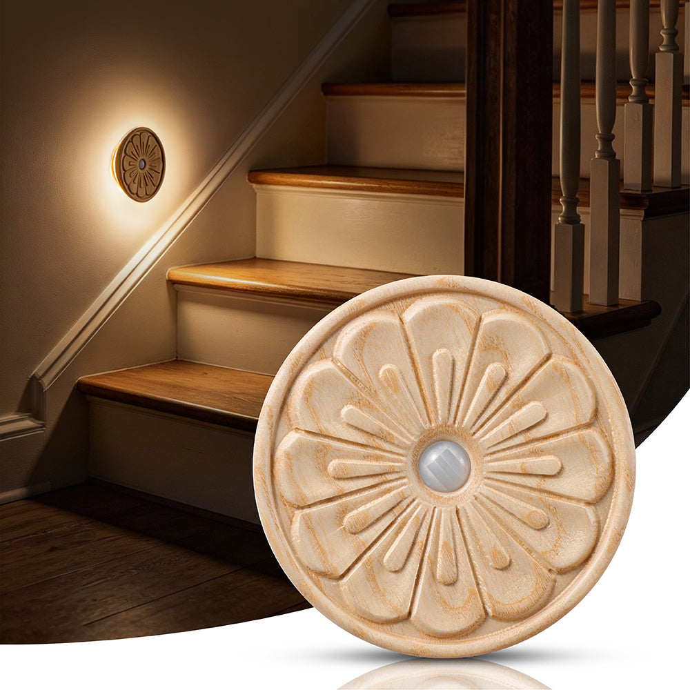 Rounded Flower Motion Sensor Light｜Ash Wood