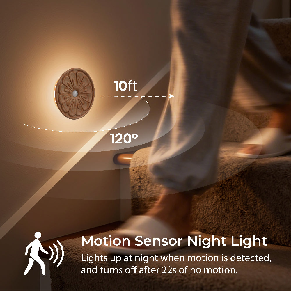Rounded Flower Motion Sensor Light｜Ash Wood