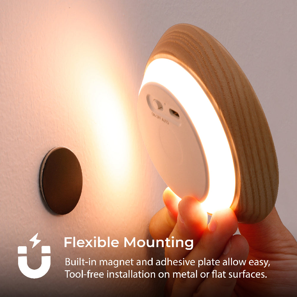 Rounded Flower Motion Sensor Light｜Ash Wood