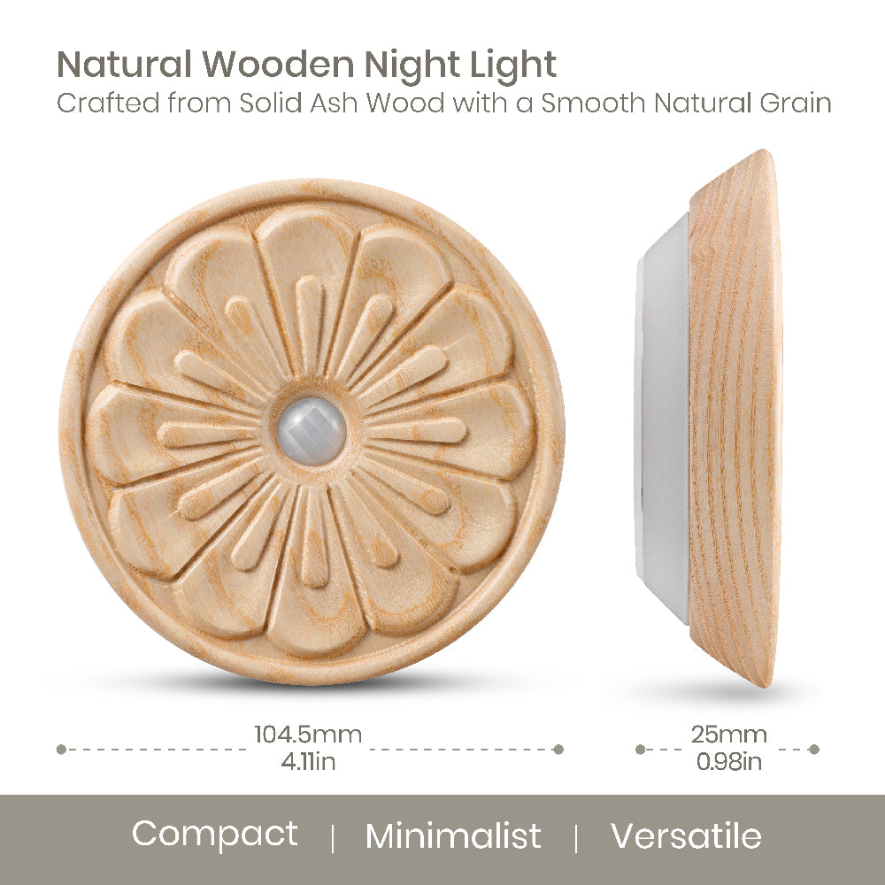 Rounded Flower Motion Sensor Light｜Ash Wood
