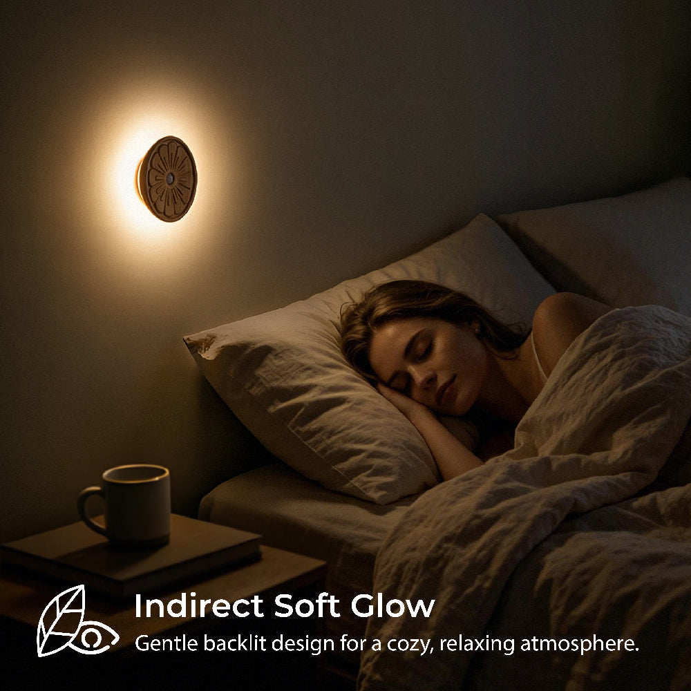 Rounded Flower Motion Sensor Light｜Ash Wood