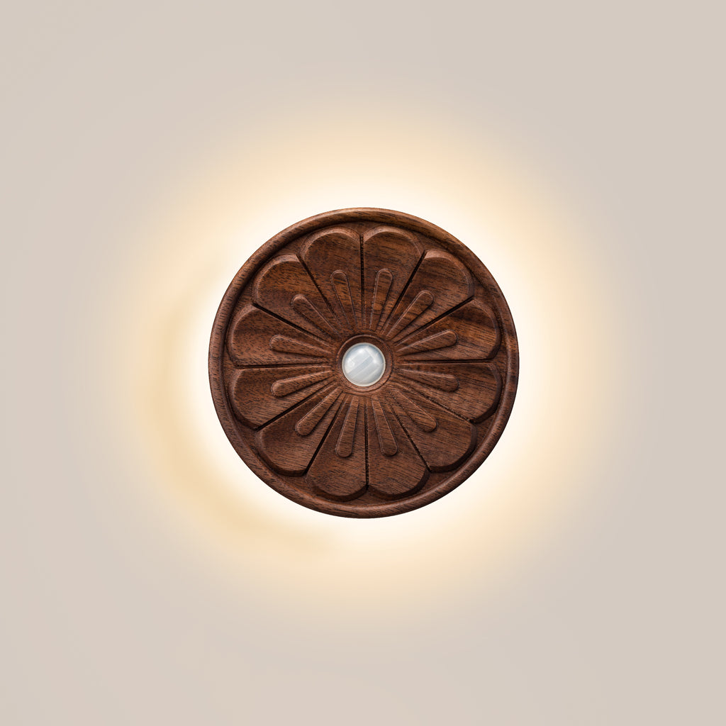Rounded Flower Motion Sensor Light｜Black Walnut
