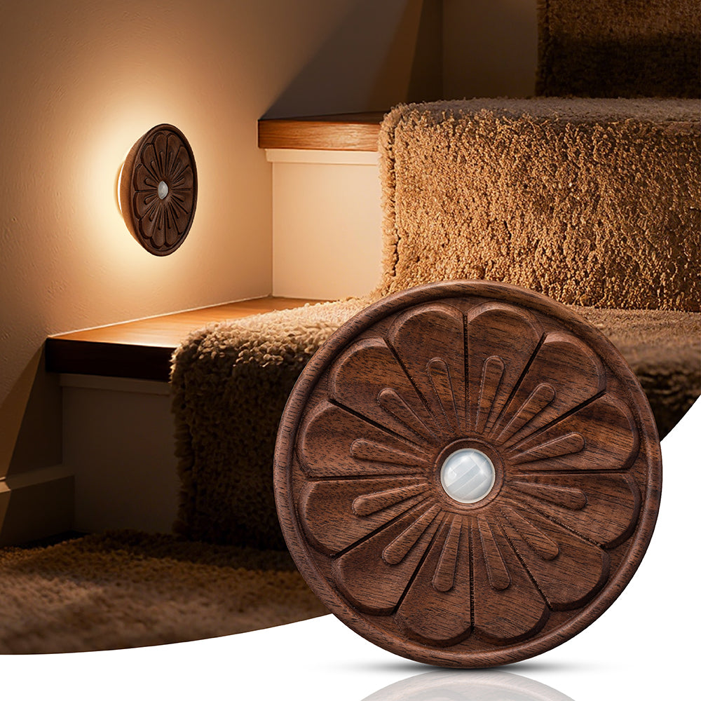 Rounded Flower Motion Sensor Light｜Black Walnut