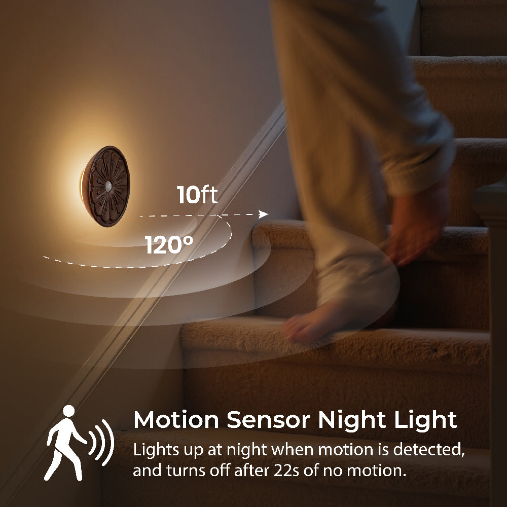 Rounded Flower Motion Sensor Light｜Black Walnut