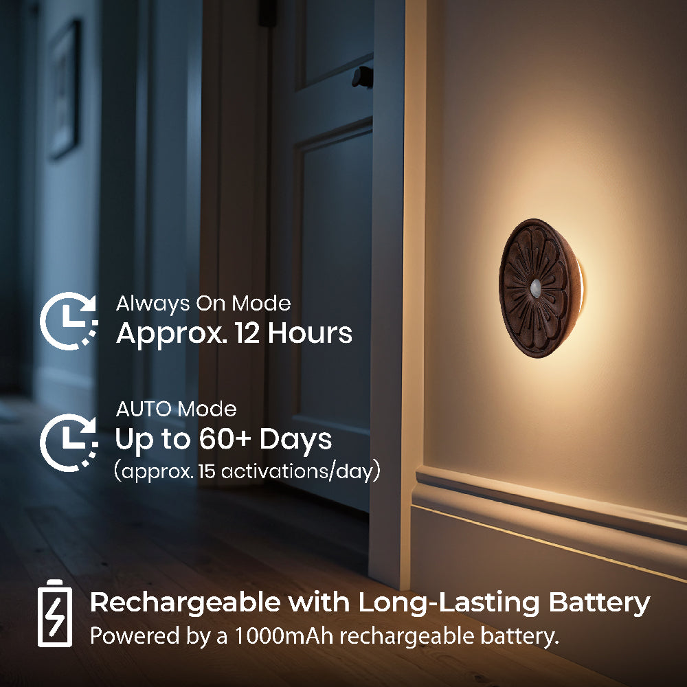 Rounded Flower Motion Sensor Light｜Black Walnut