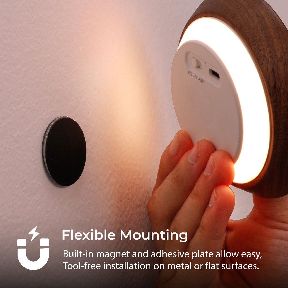 Rounded Flower Motion Sensor Light｜Black Walnut