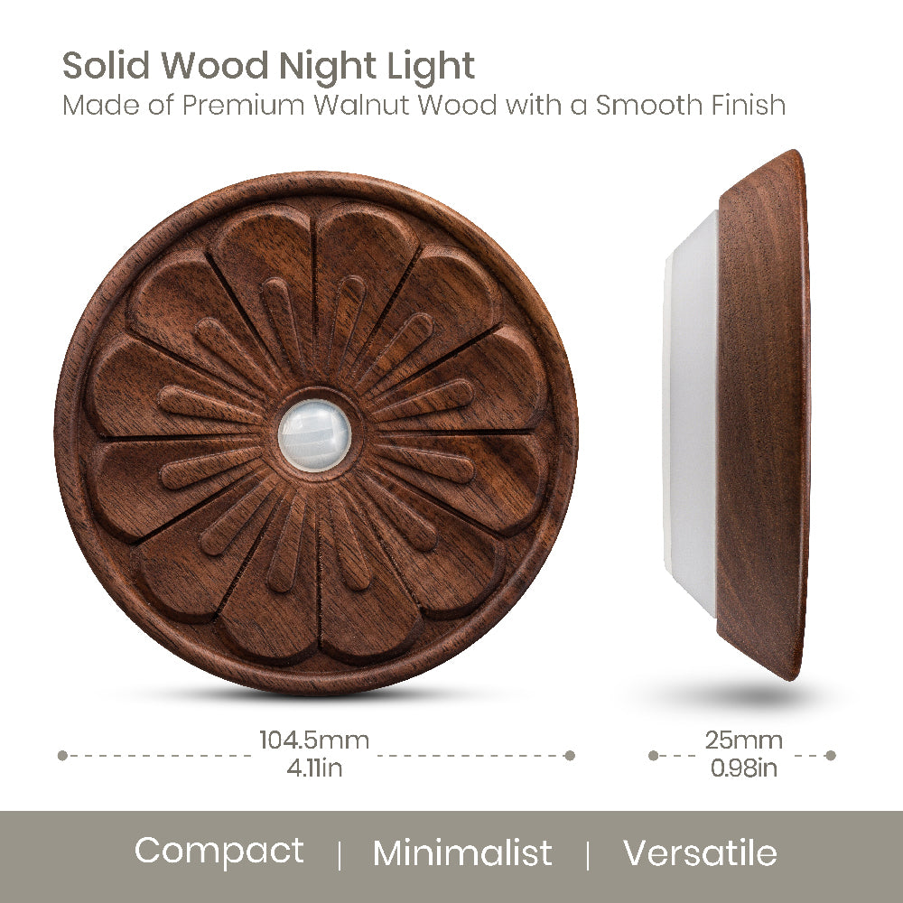 Rounded Flower Motion Sensor Light｜Black Walnut