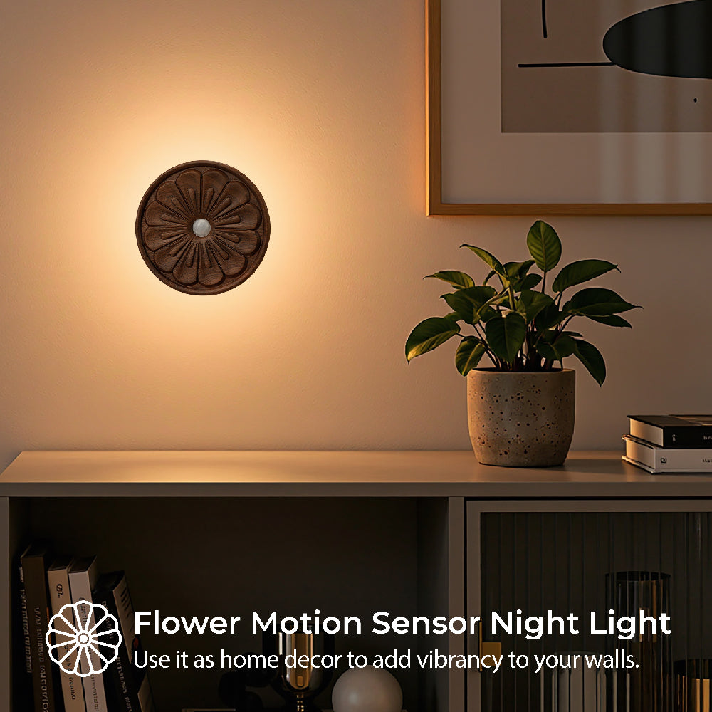 Rounded Flower Motion Sensor Light｜Black Walnut