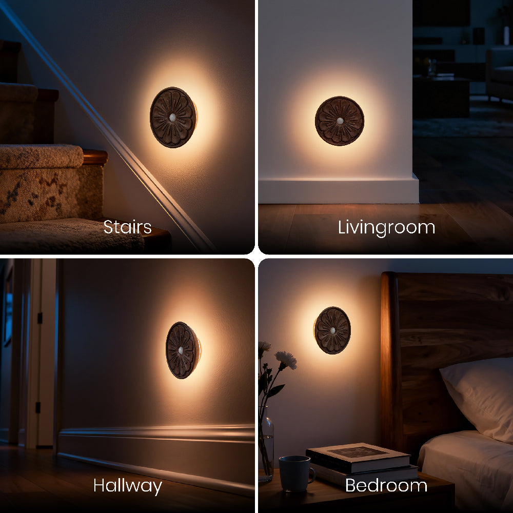 Rounded Flower Motion Sensor Light｜Black Walnut