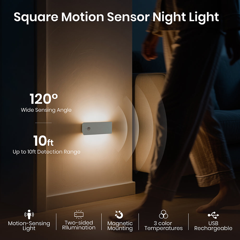 Square Dual-Sided Backlit Motion Sensor Light｜ABS
