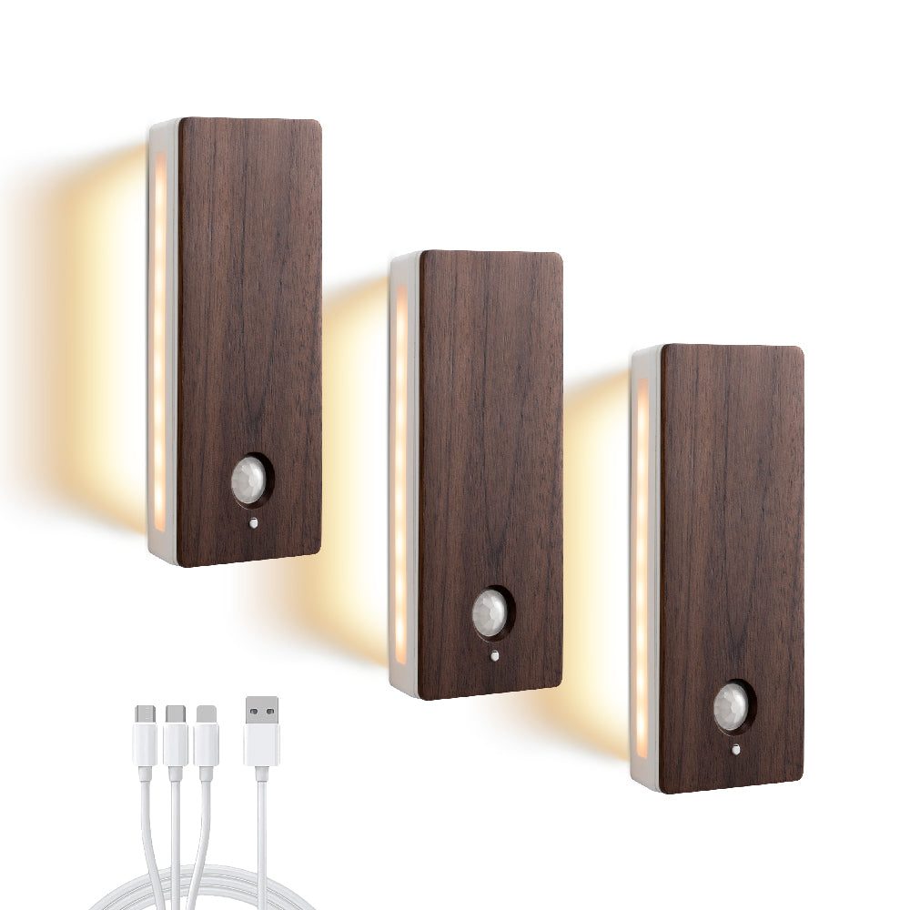 Square Dual-Sided Backlit Motion Sensor Light｜Black Walnut