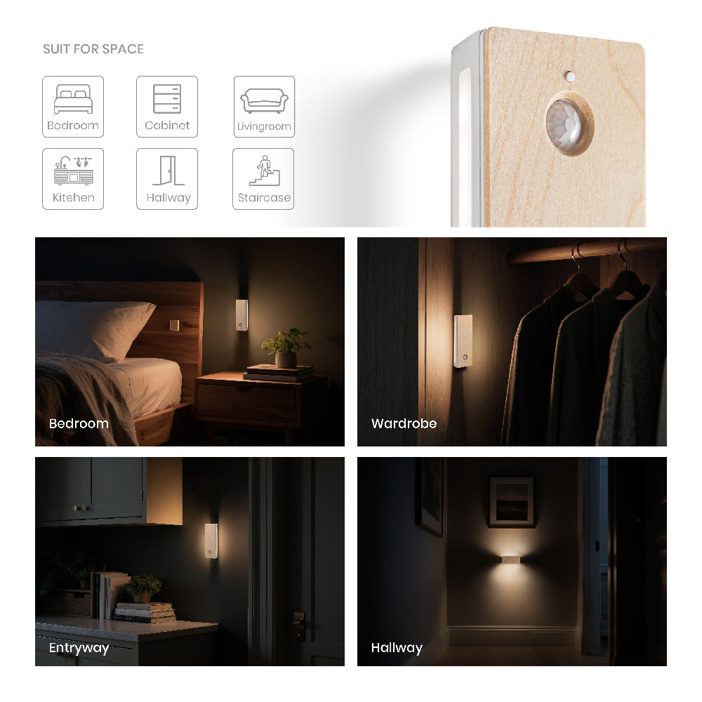 Square Dual-Sided Backlit Motion Sensor Light｜Maple