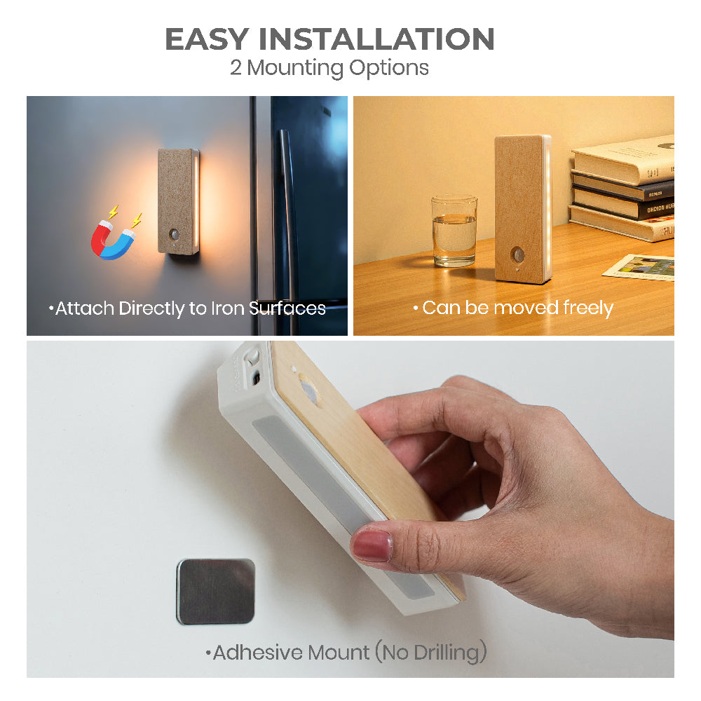 Square Dual-Sided Backlit Motion Sensor Light｜Maple