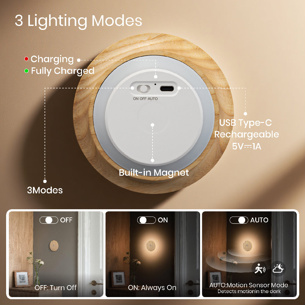 Wood Sensor Night Light ｜ Ash Wood