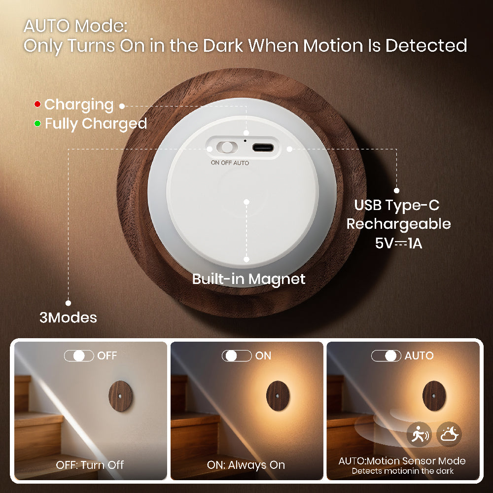Wood Sensor Night Light ｜ Black Walnut