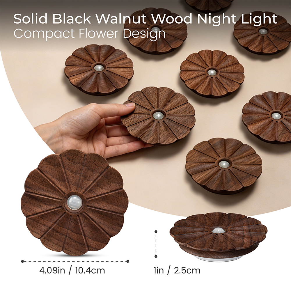 Flower Motion Sensor Night Light｜Black Walnut